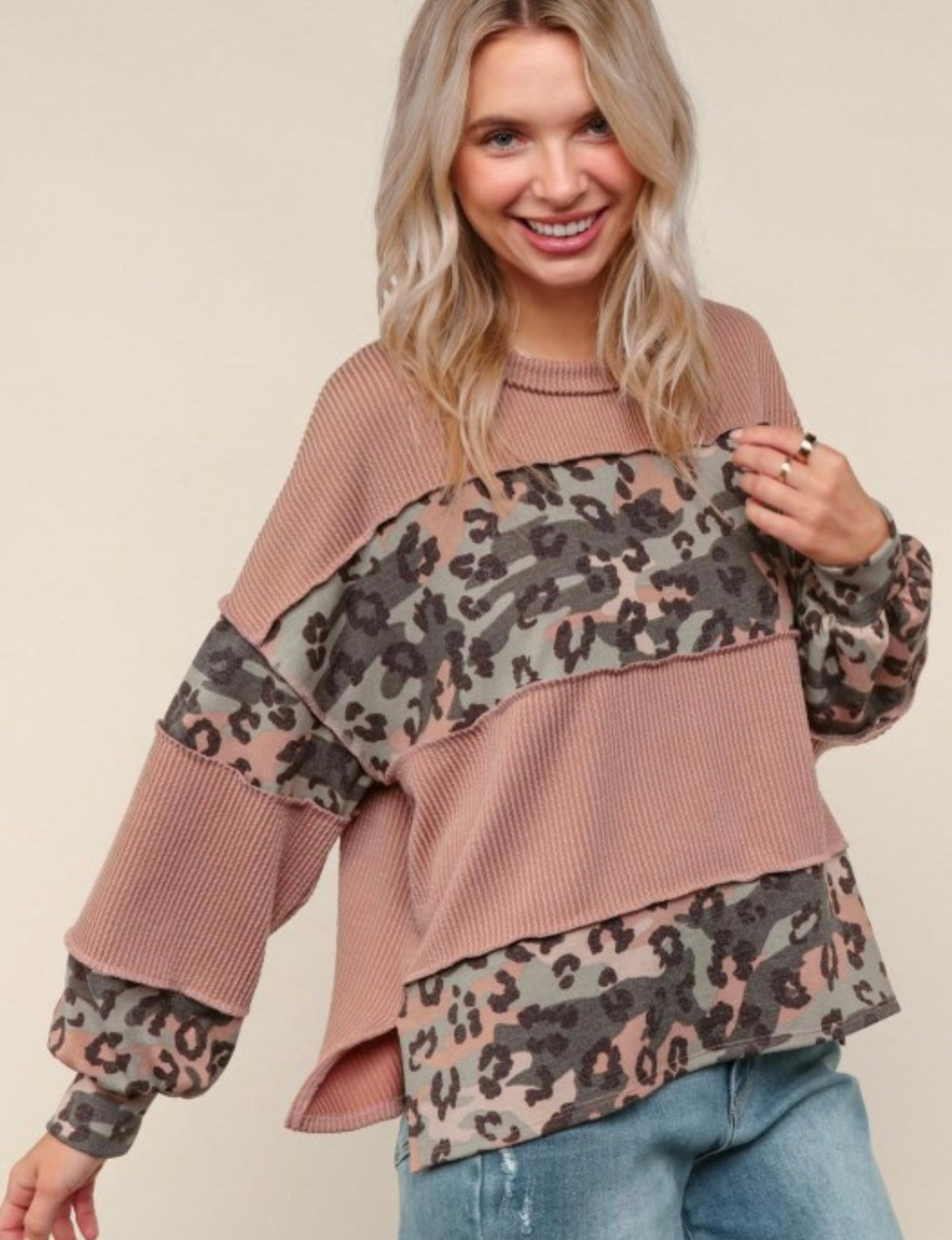 Camo/Leopard Pullover