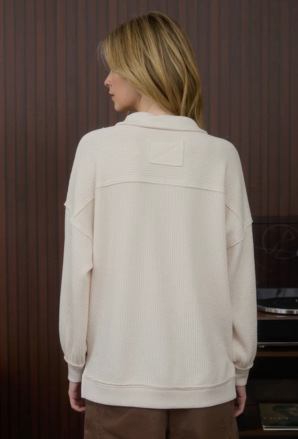 Half Zip Waffle Knit