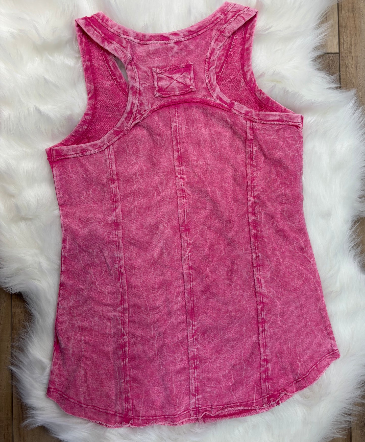 Crinkle Washed Raw Edge Tank