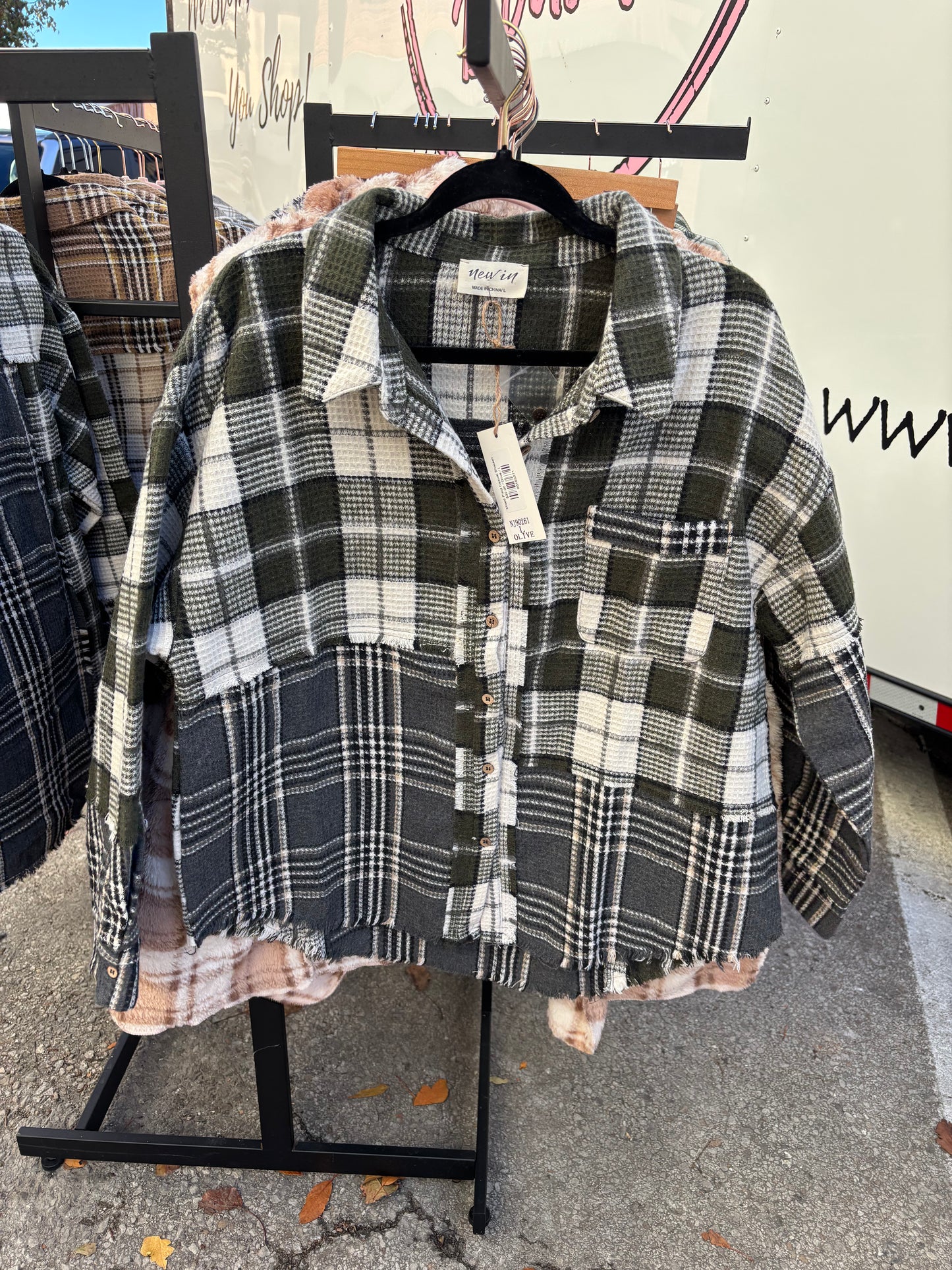 Mixed Plaid Casual Shacket
