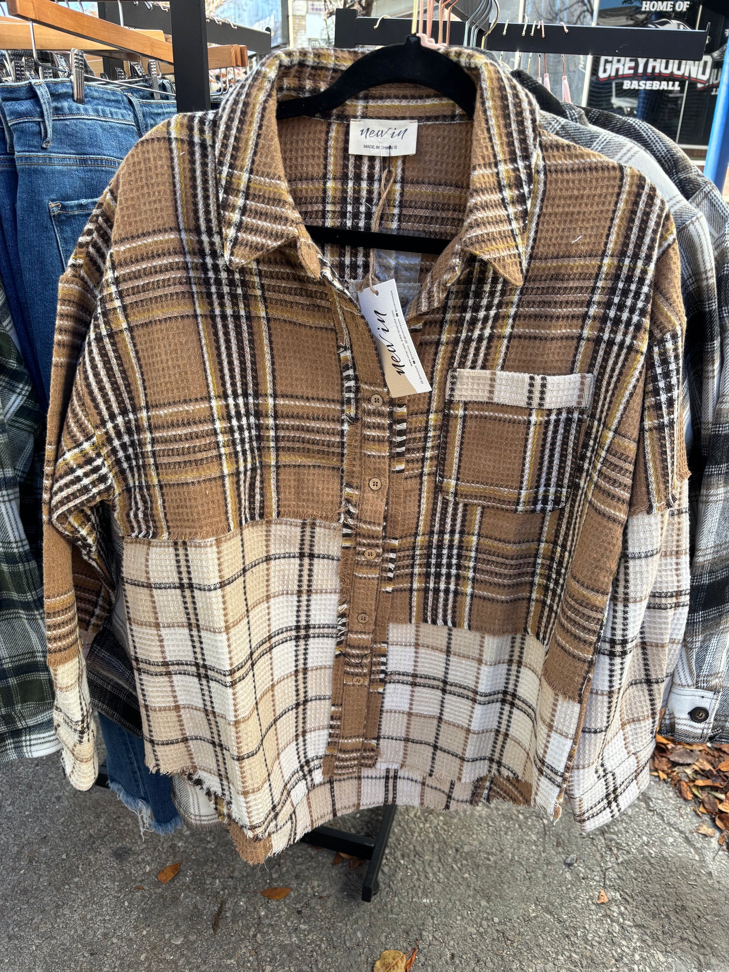 Mixed Plaid Casual Shacket