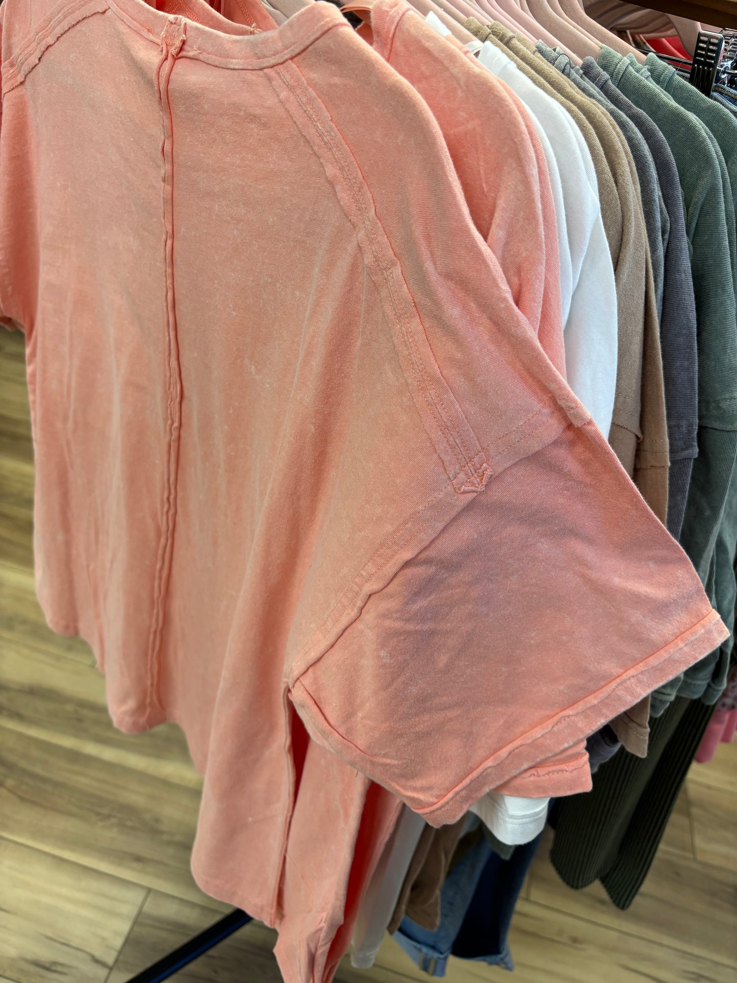Mineral Washed Top with Pocket