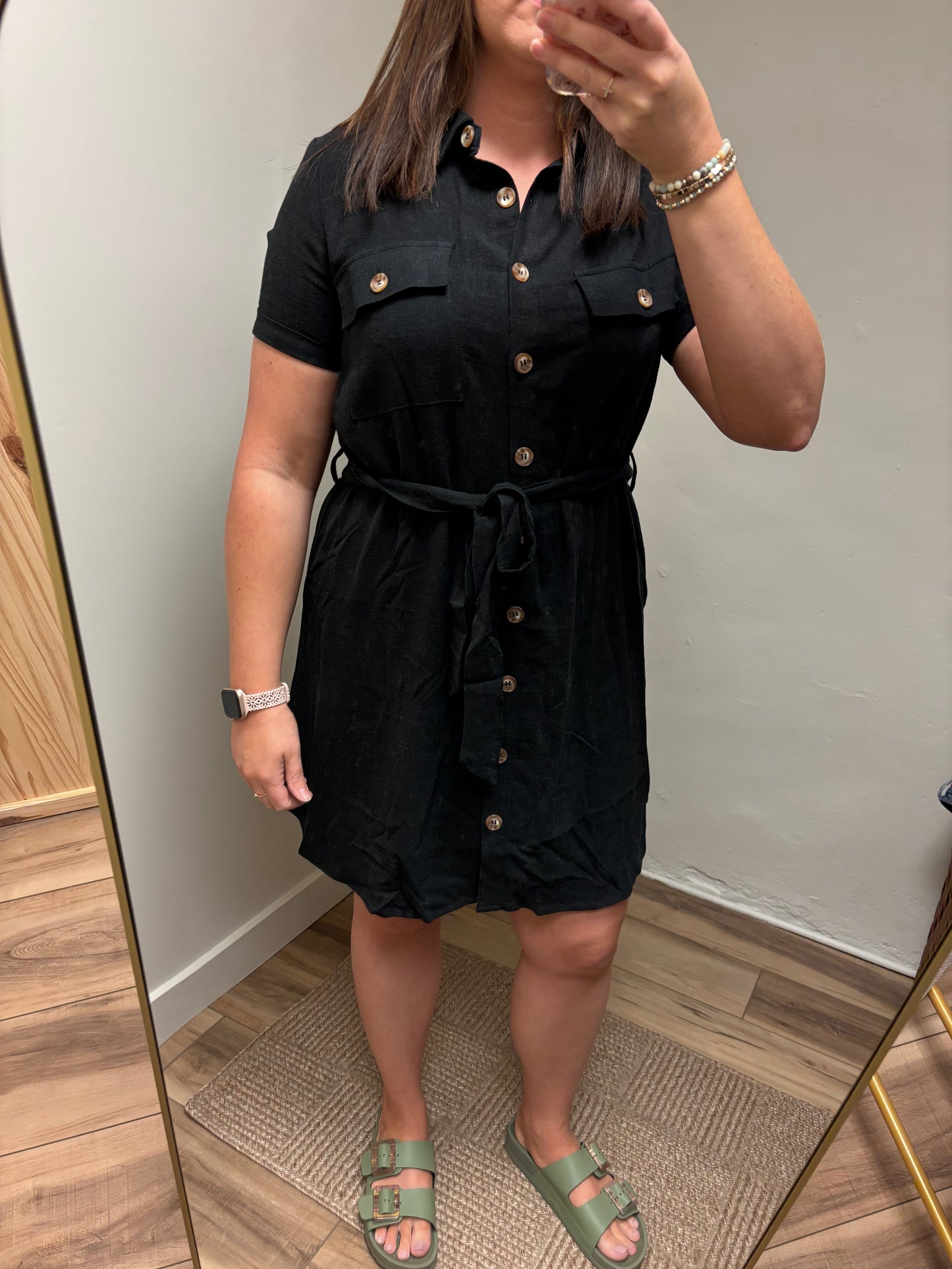 Collared Belted Mini Dress