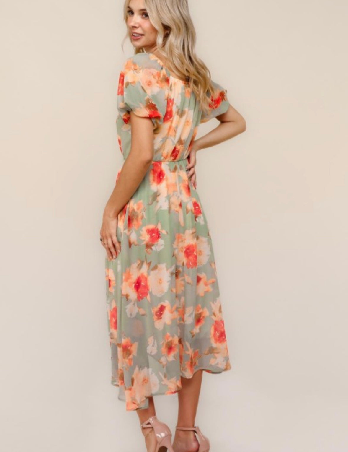 Chiffon Floral Midi Dress