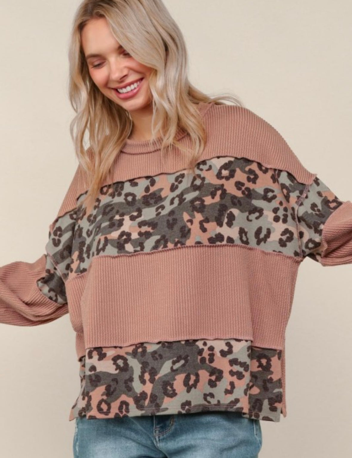 Camo/Leopard Pullover