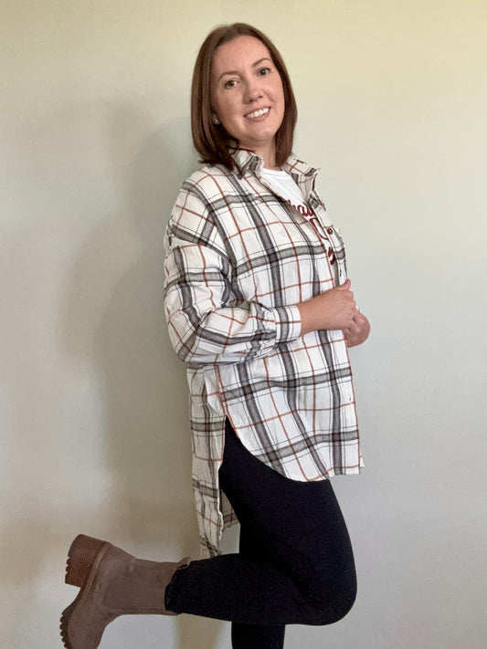 Oversized Plaid High Low Flannel