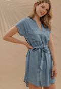 Belted Chambray Shirt Dress