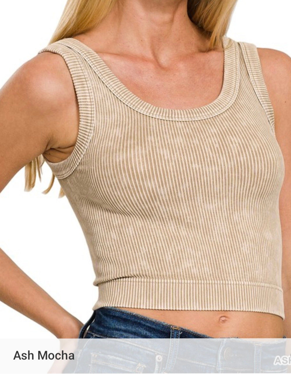 Stone Washed Ribbed Tank