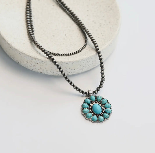 Turquoise Floral Pendant