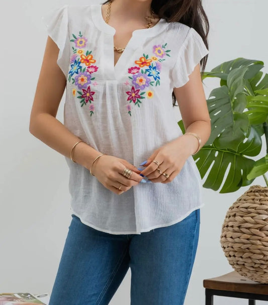 Floral Embroidery Blouse