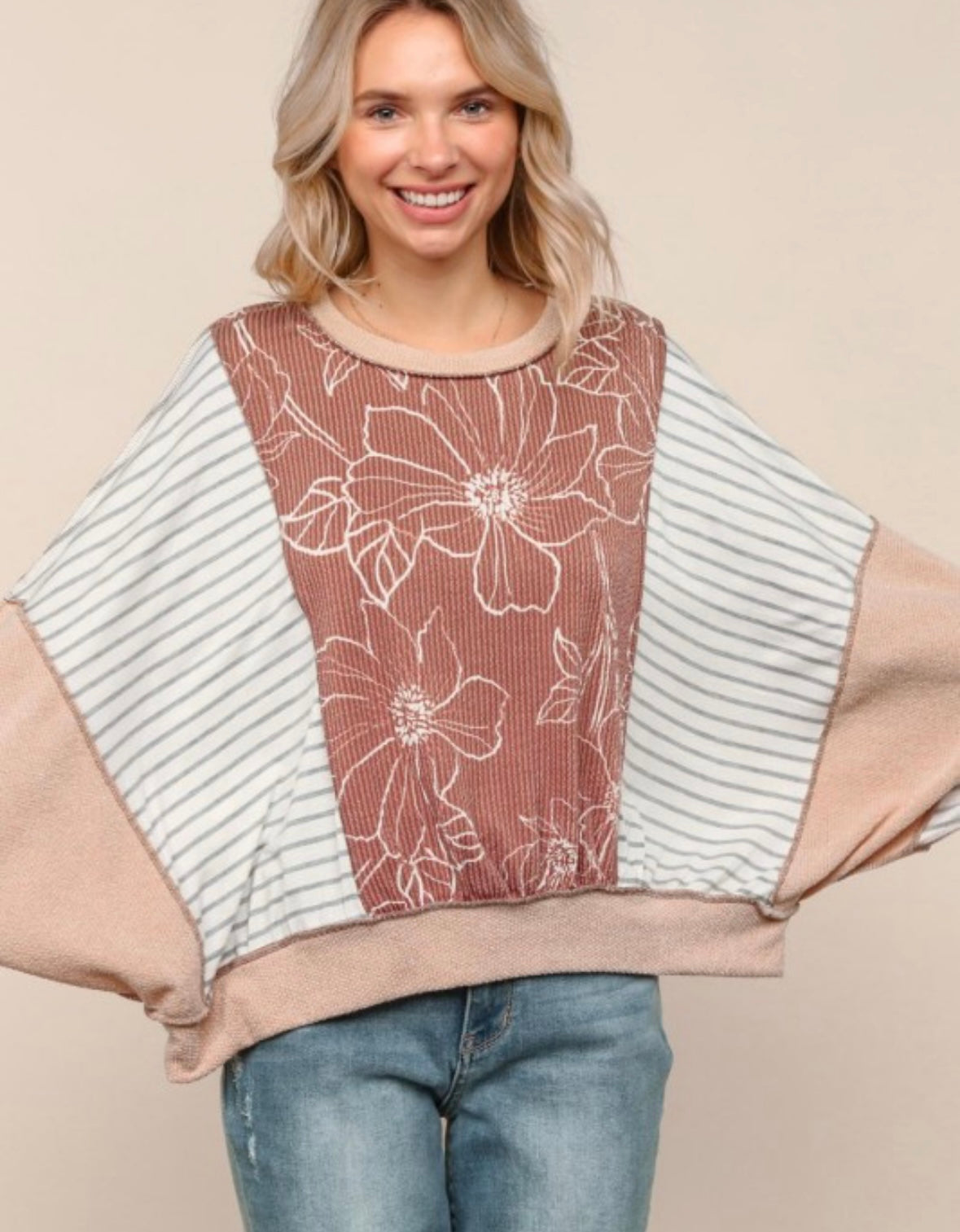 Oversized Two-tone Top