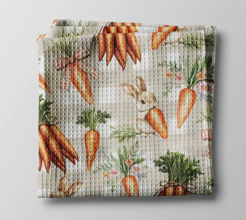Carrot Easter Bunny Kitchen Towel