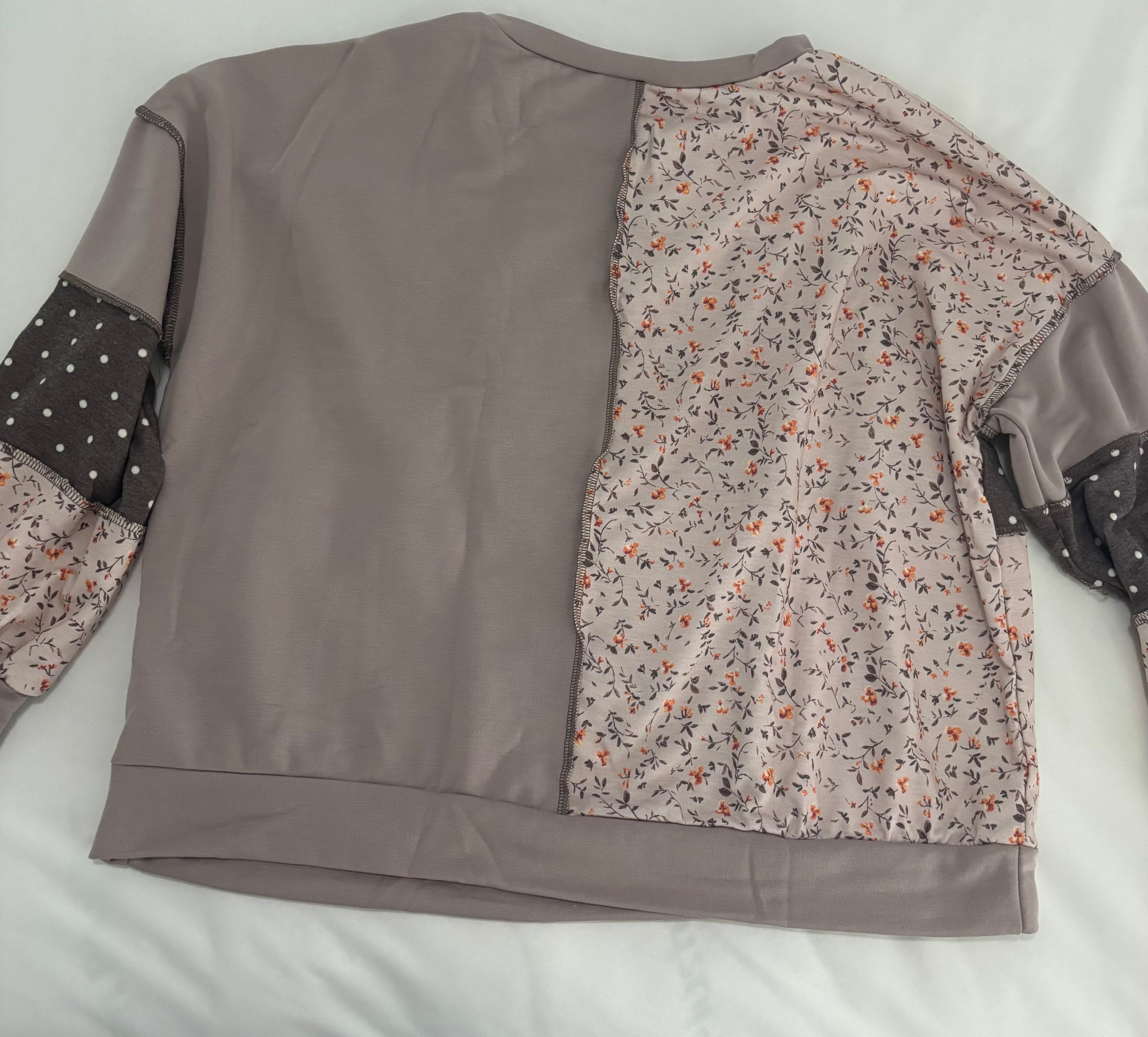 Taupe Mixed Print Pullover