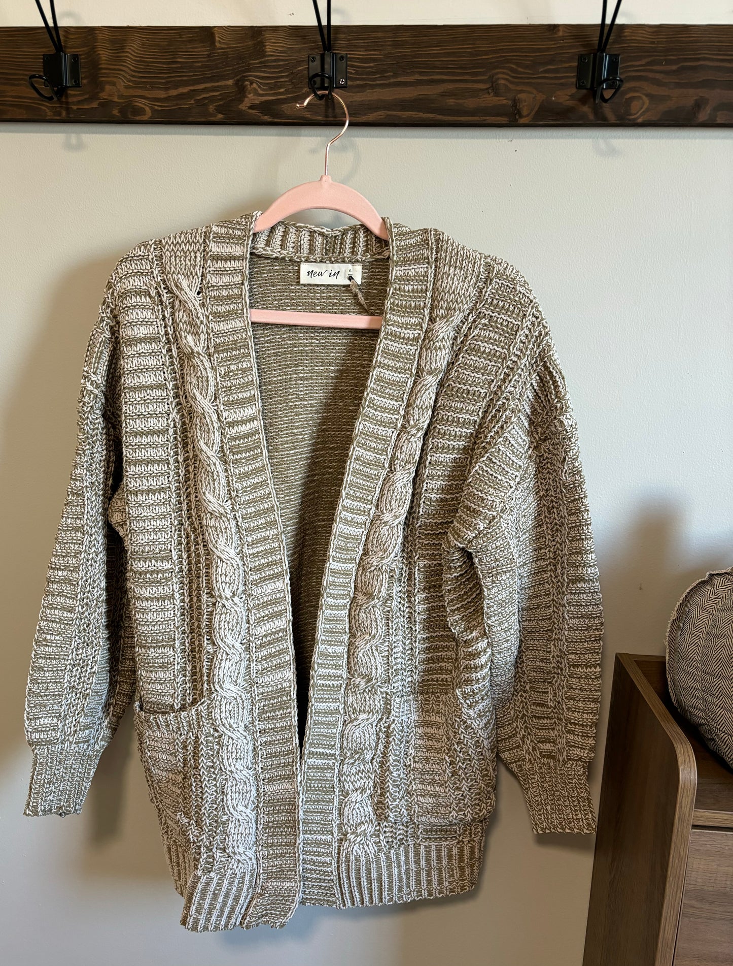 Two Tone Knit Oversized Cardigan