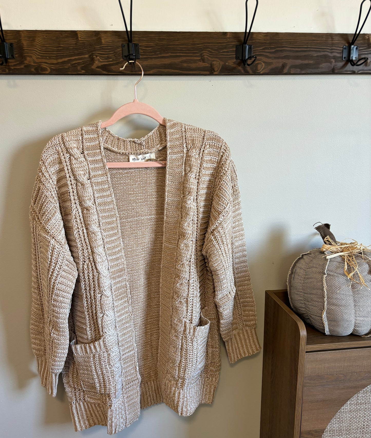 Two Tone Knit Oversized Cardigan