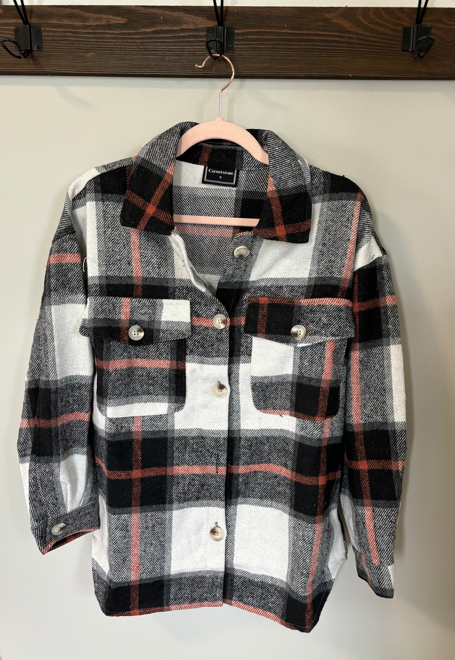 Black Plaid Button Down Shacket