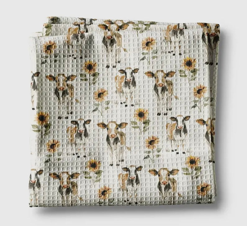 Dairy Cow Sunflower Kitchen Towel