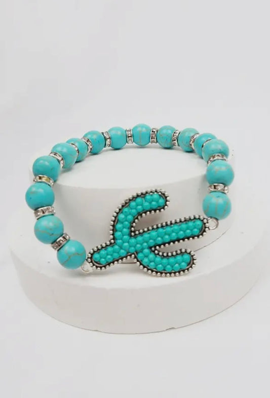 Cactus Bead Stretch Bracelet