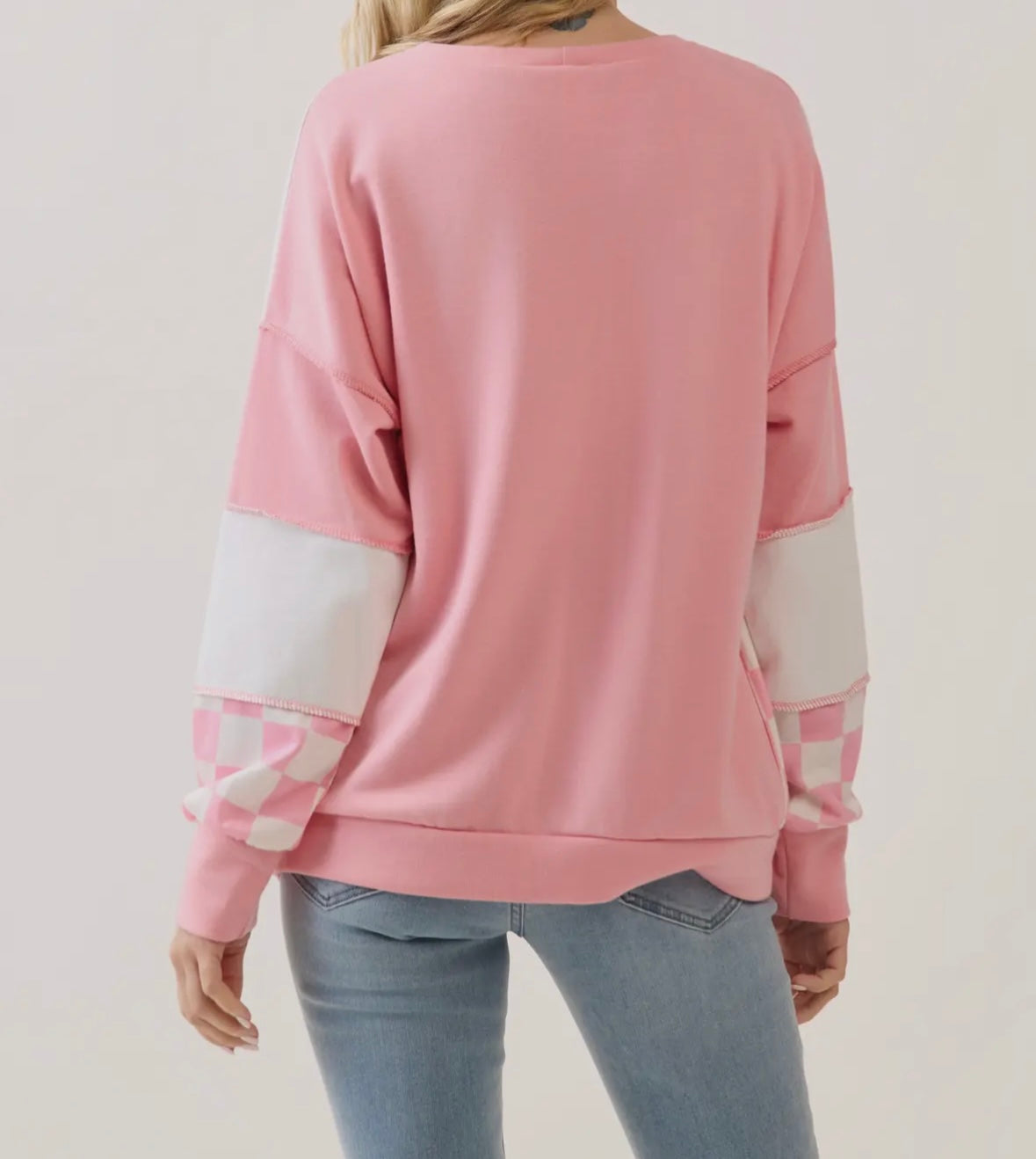 Checkered Patchwork Pullover