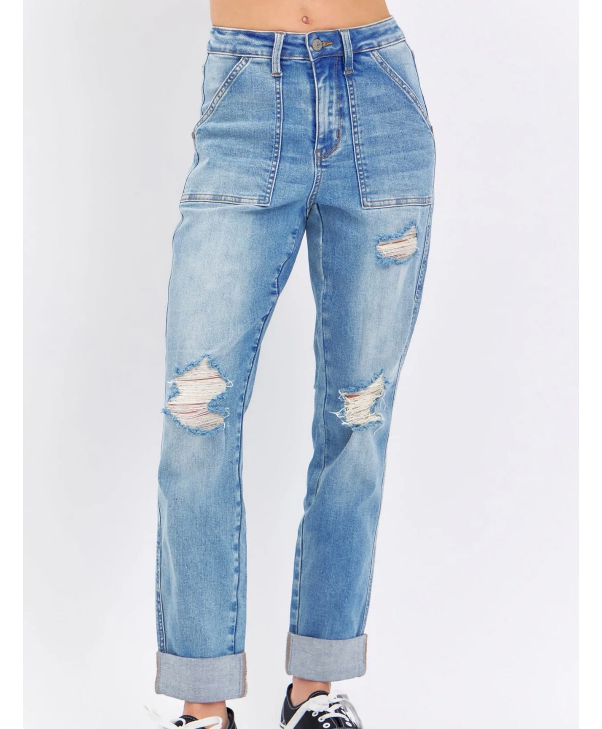 Judy Blue Patch Pocket Destroy Boyfriend Jean