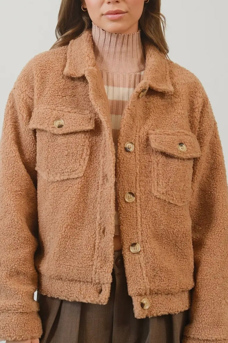 Sherpa Button-Front Jacket