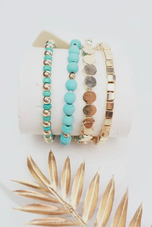 Turquoise & Gold Plated Stackable Bracelet