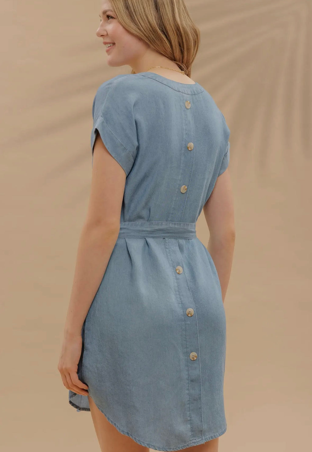 Belted Chambray Shirt Dress