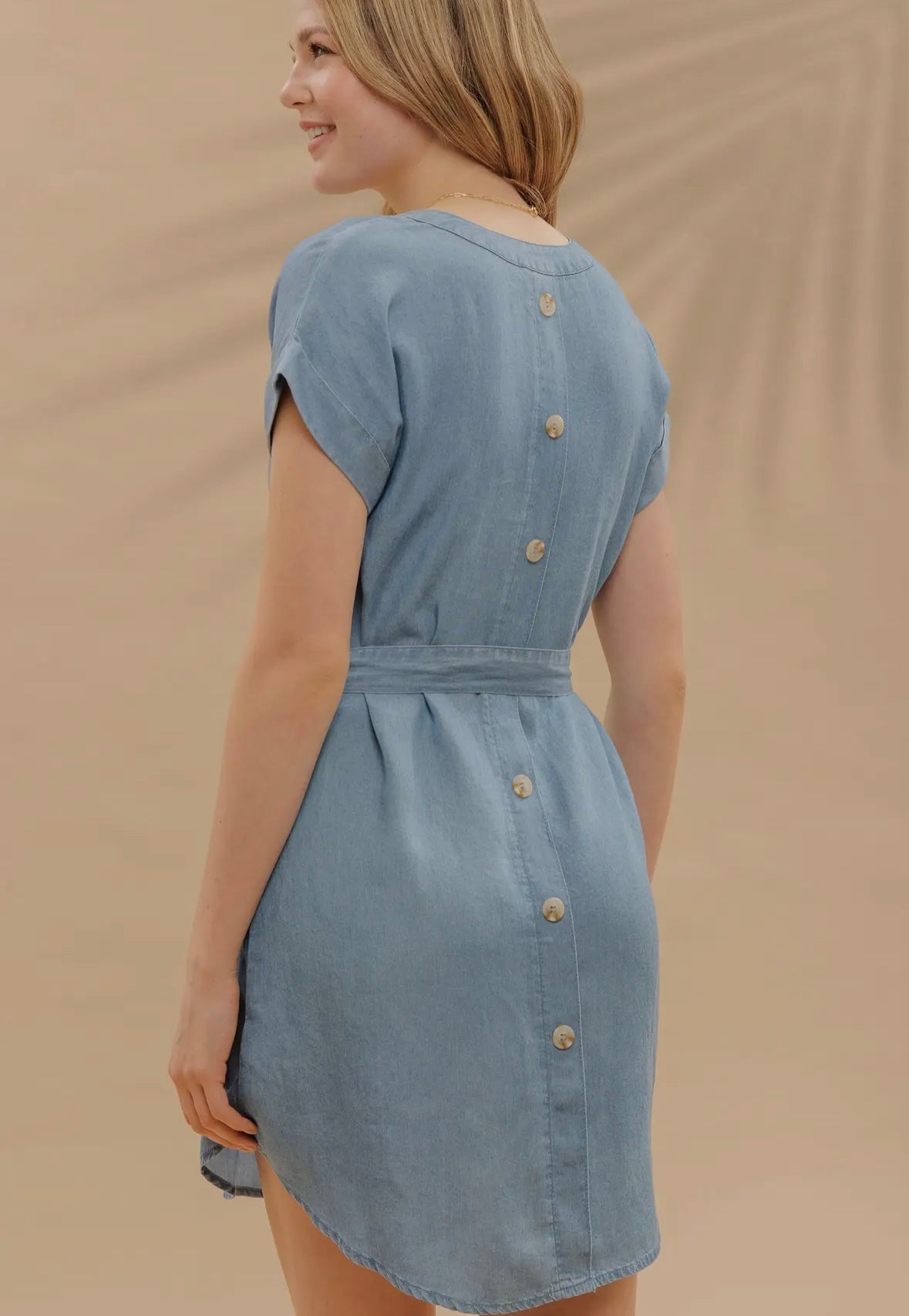 Belted Chambray Shirt Dress