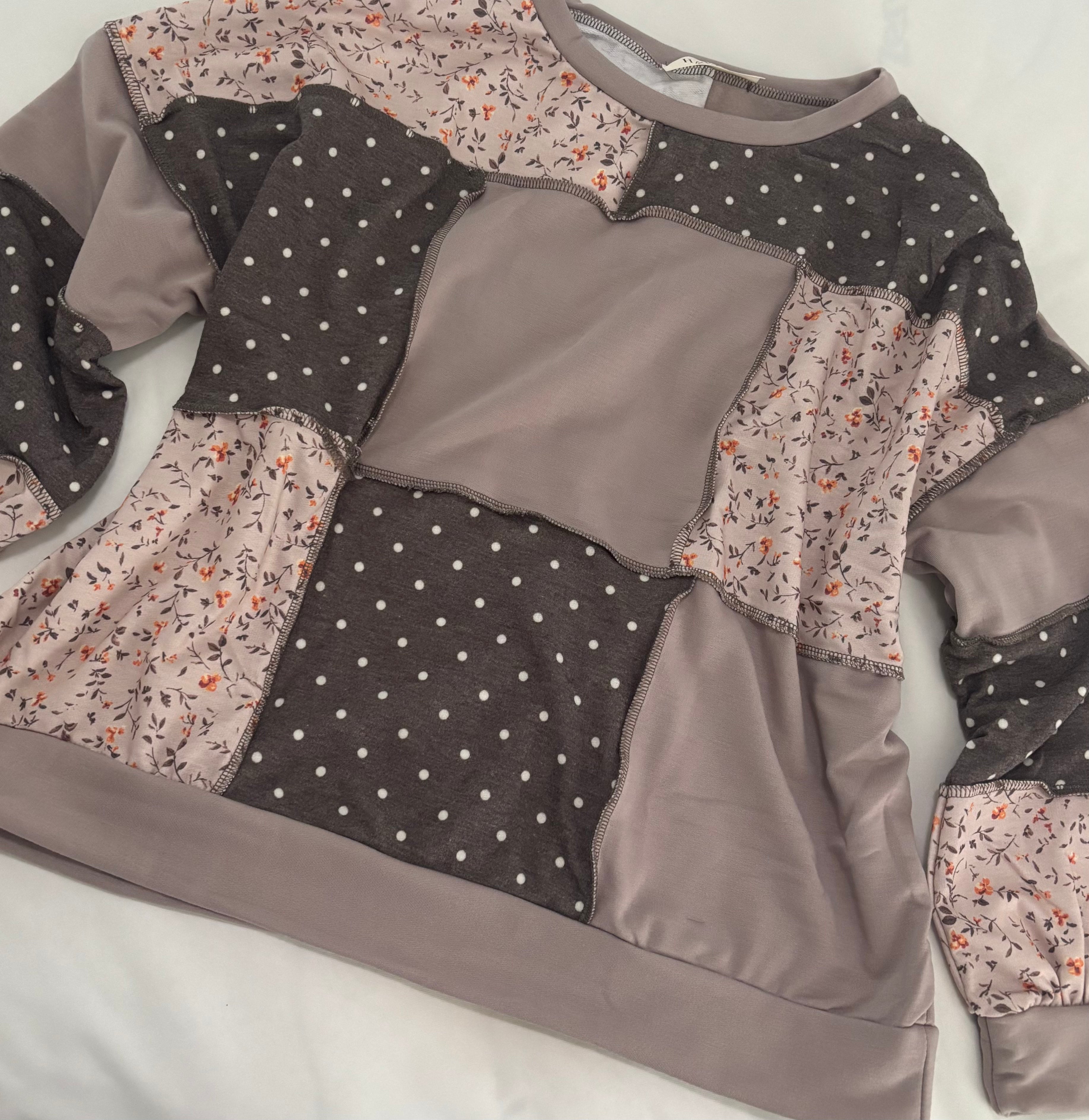 Taupe Mixed Print Pullover