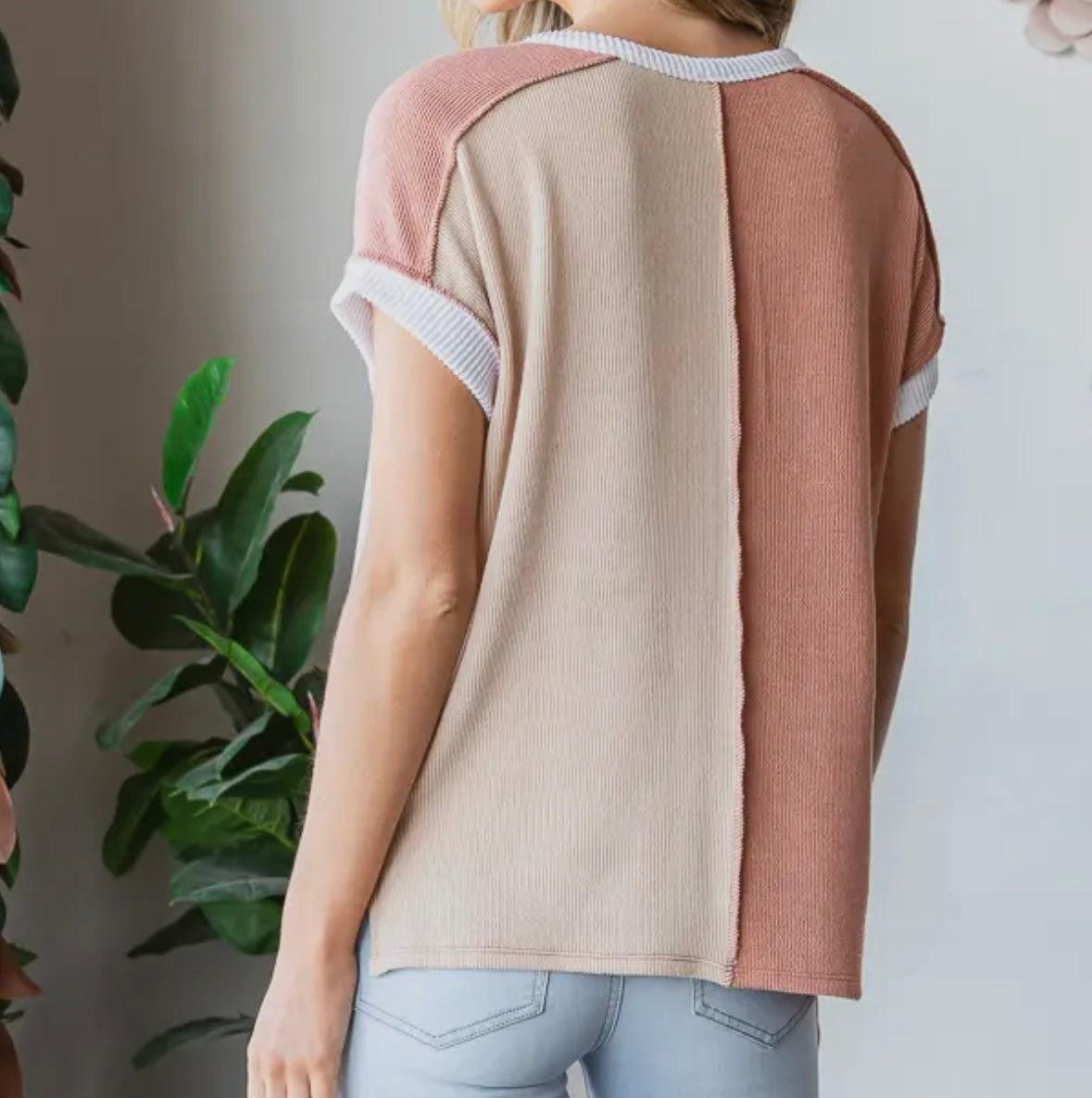 Ribbed Color Block Hi-Low