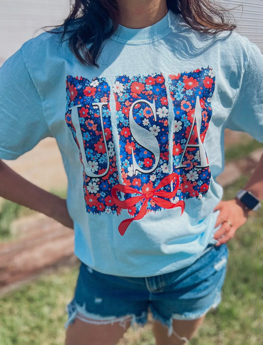 Floral USA Tee