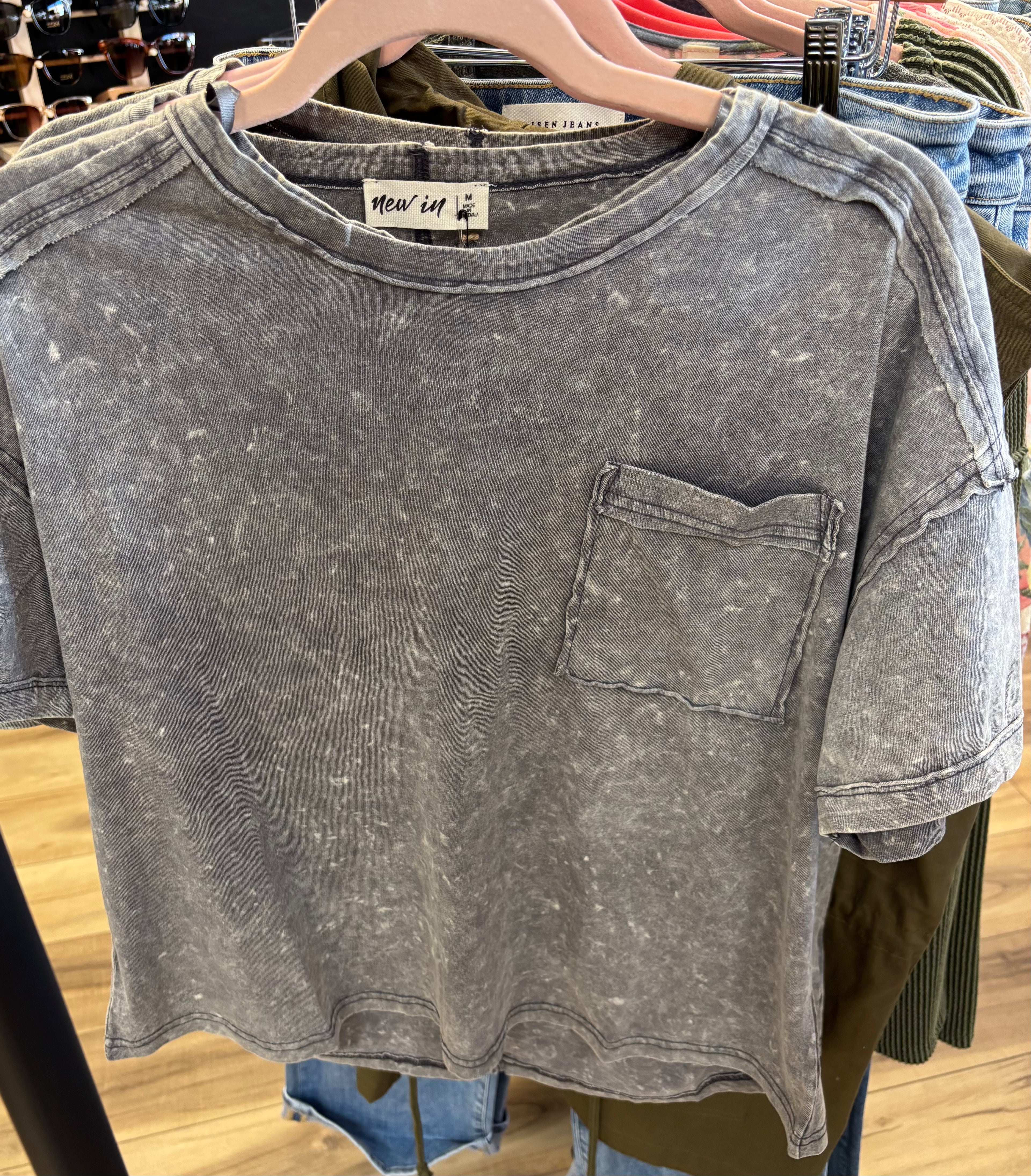 Mineral Washed Top with Pocket