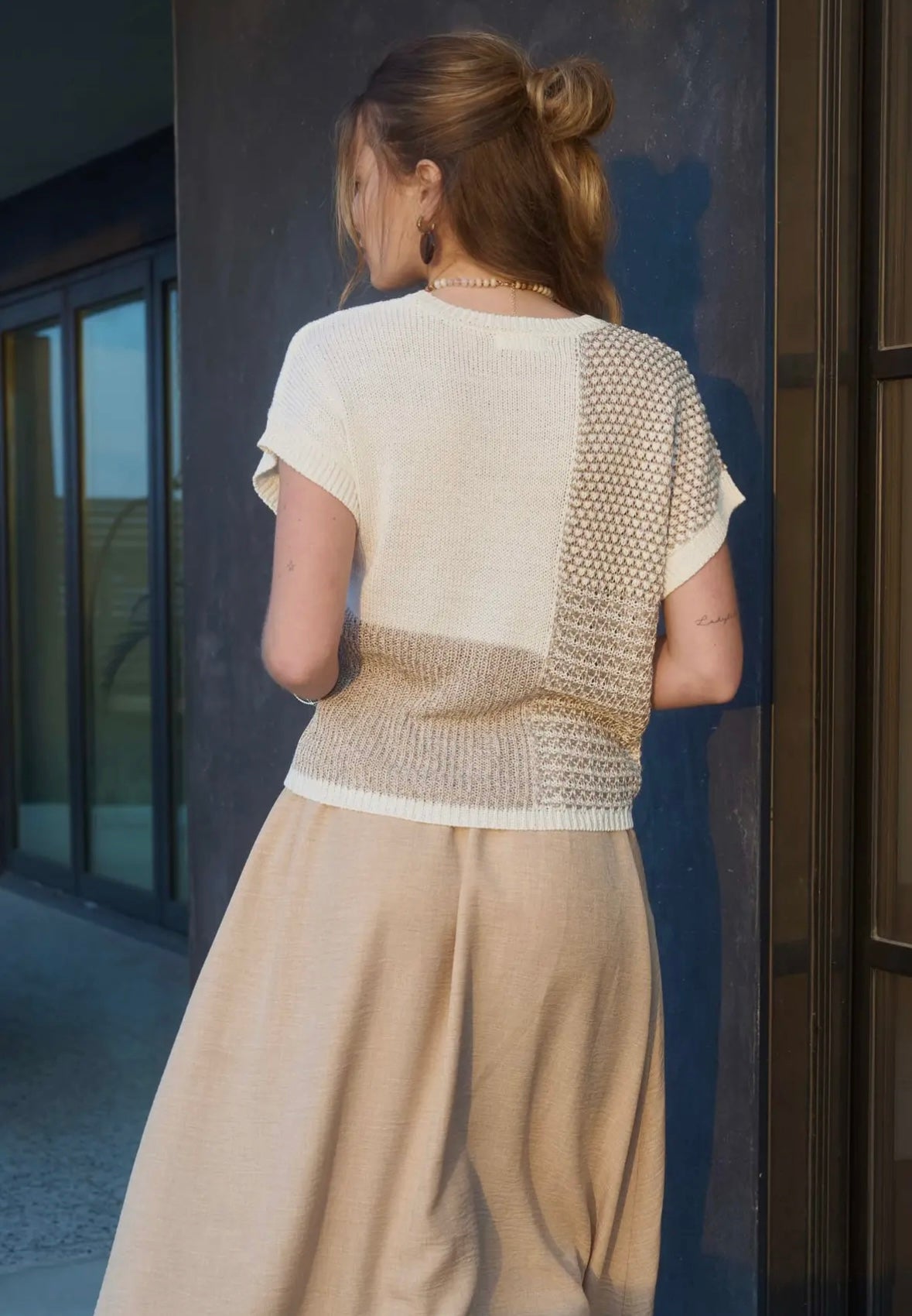 Colorblock Short Sleeve Sweater