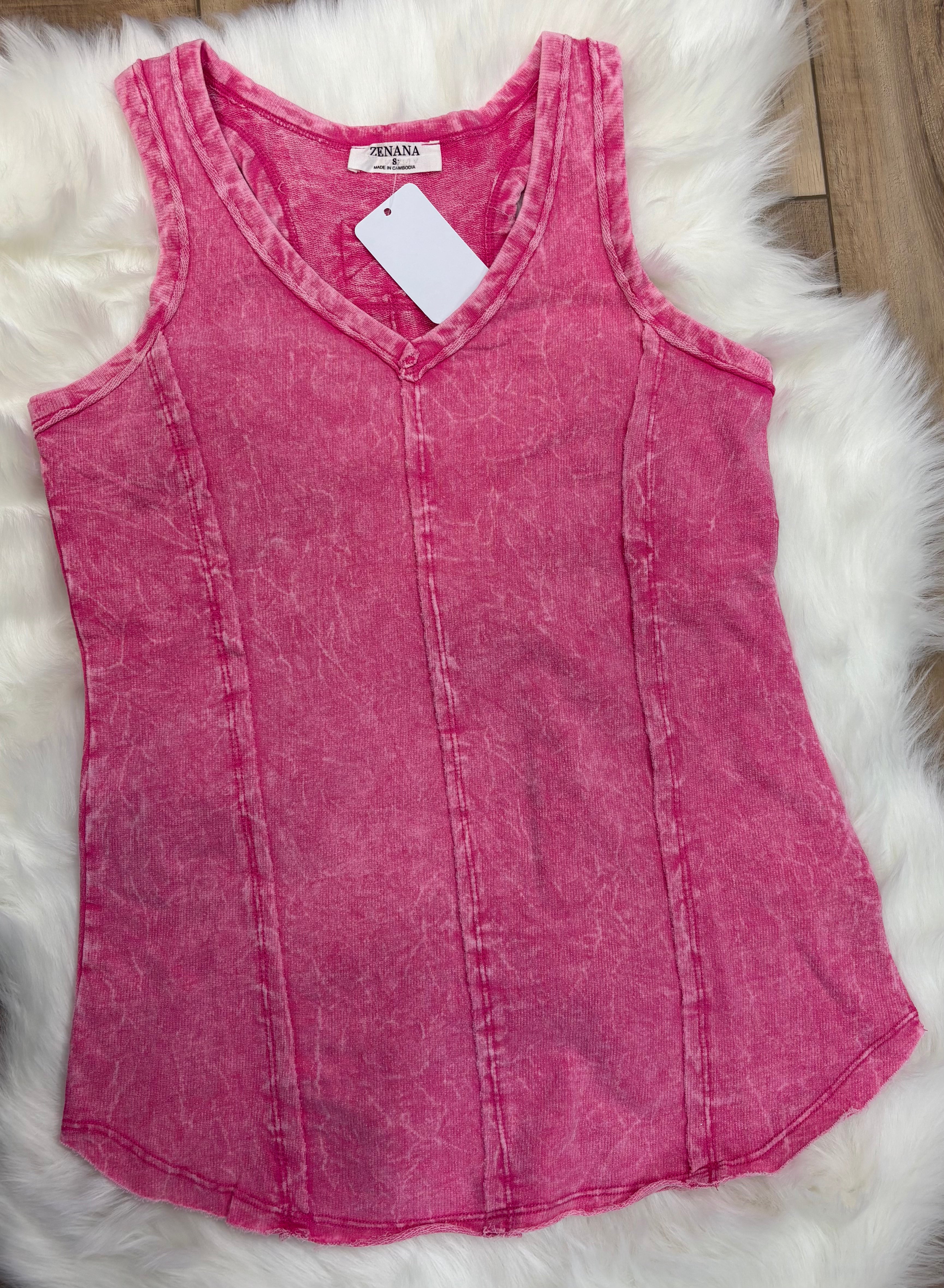 Crinkle Washed Raw Edge Tank