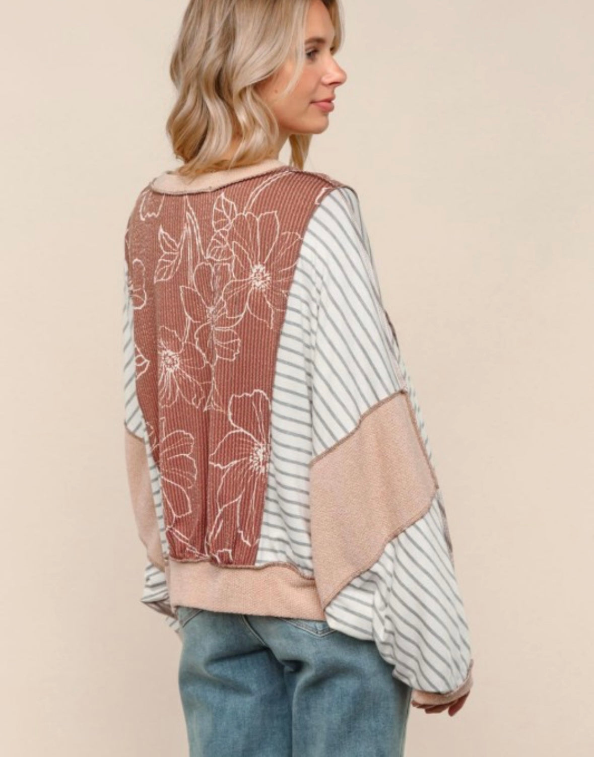 Oversized Two-tone Top