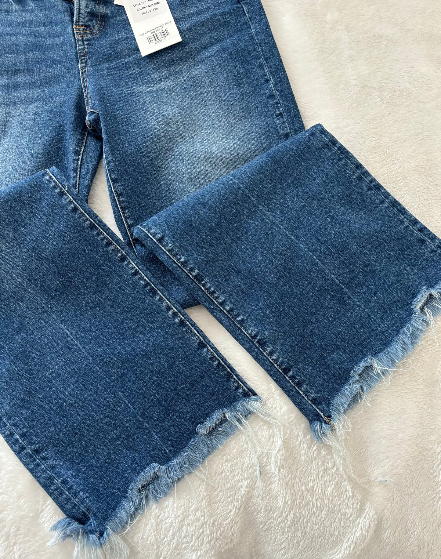 High Rise Ankle Straight Jeans