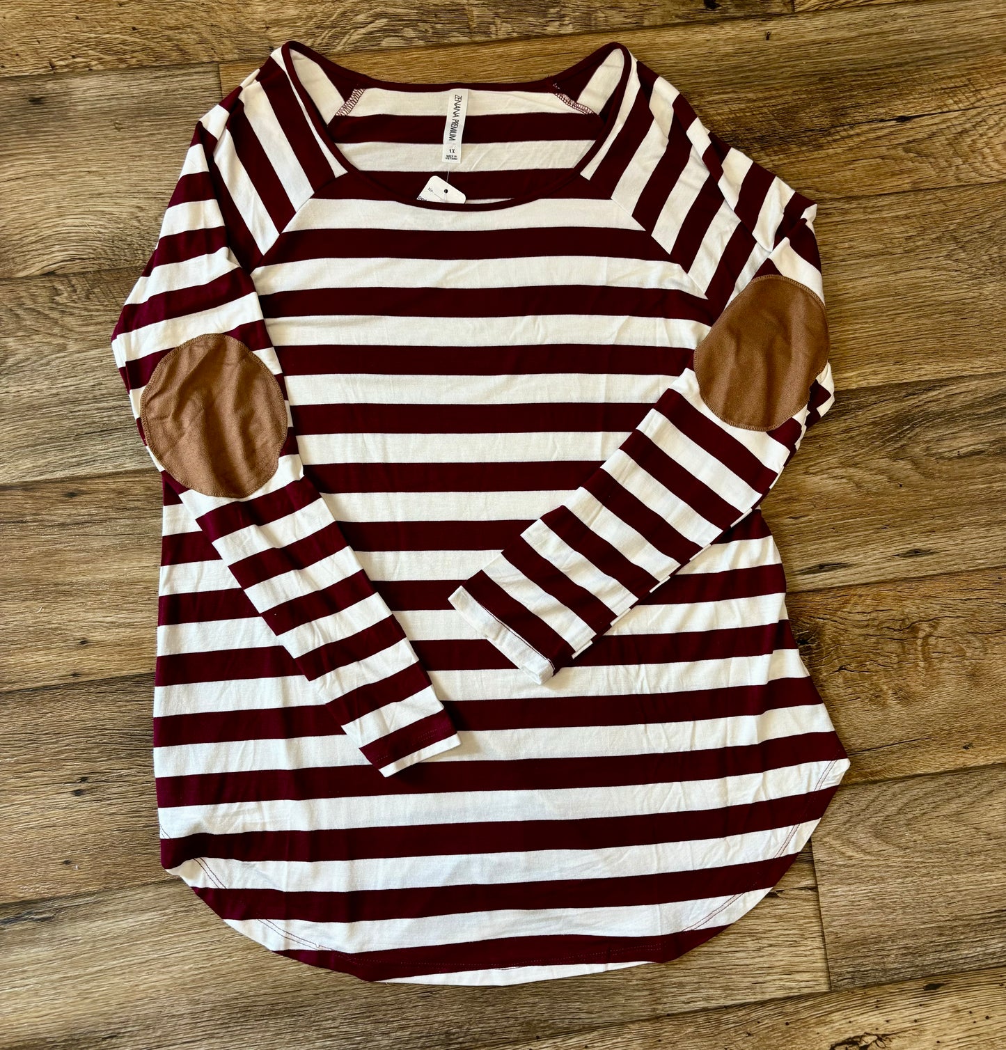 Striped Elbow Patch Top