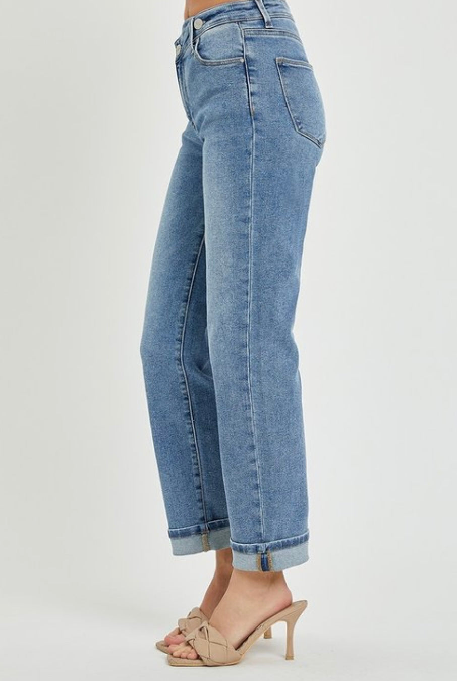 High Rise Cross Over Boyfriend Jeans