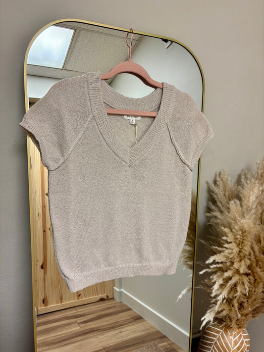 V-neck Exposed Seam Sweater