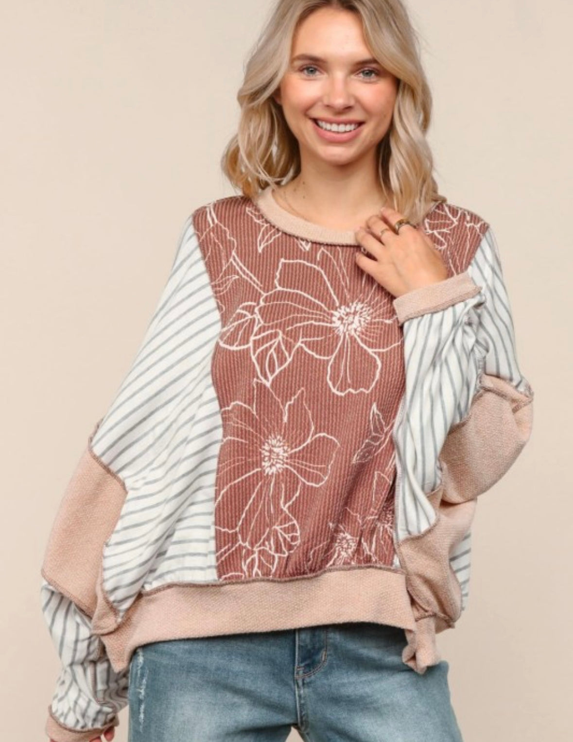 Oversized Two-tone Top