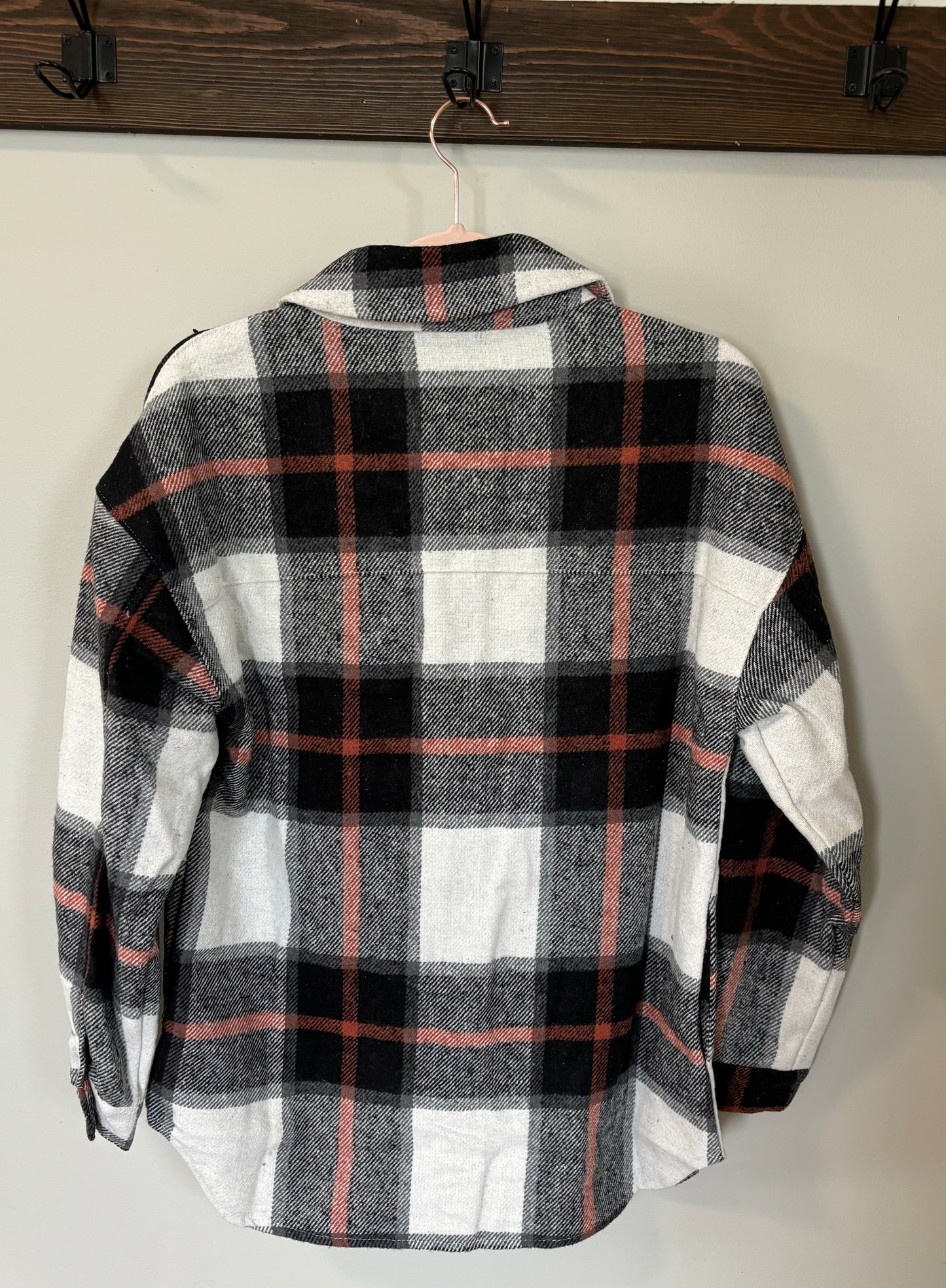 Black Plaid Button Down Shacket