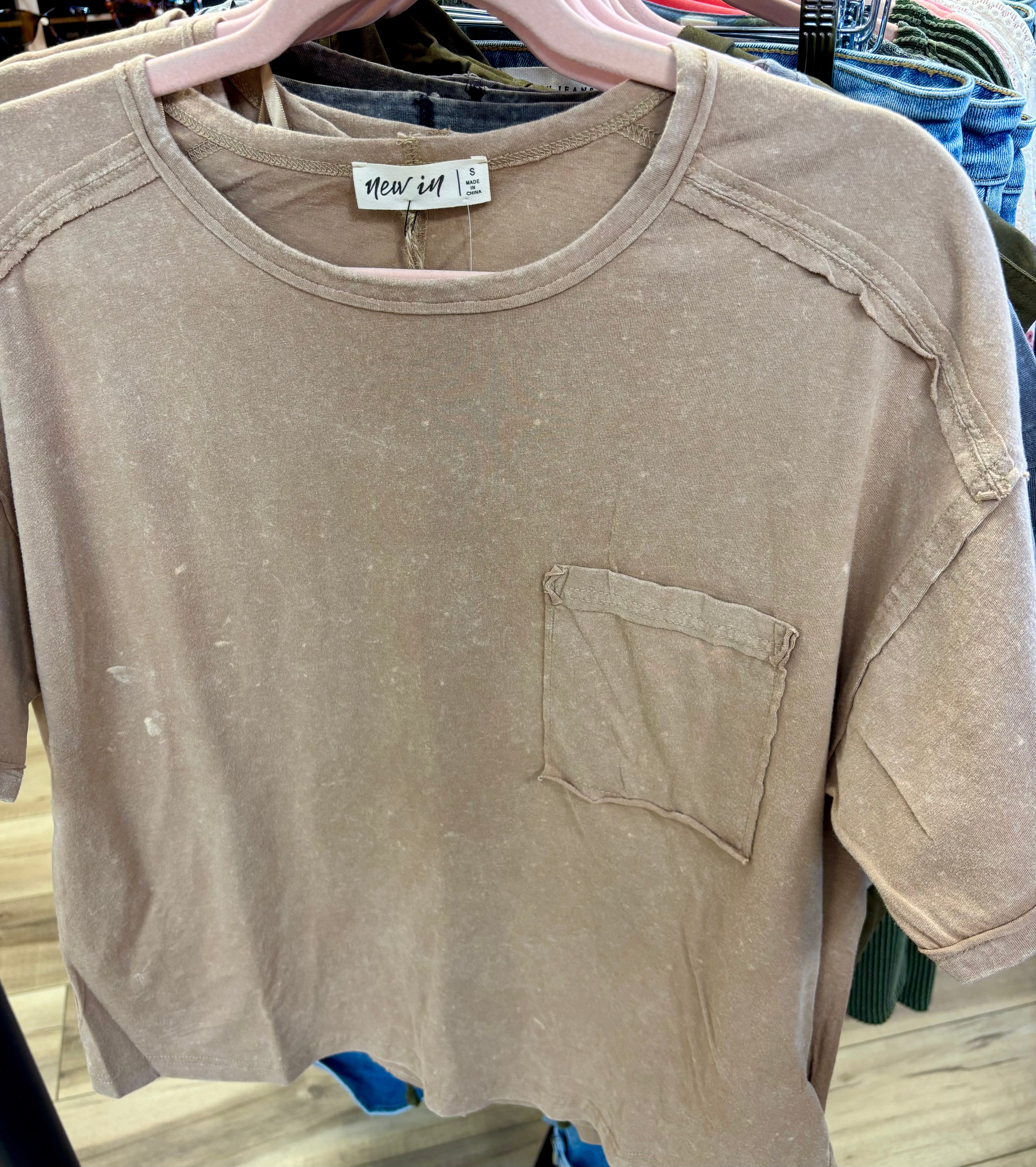 Mineral Washed Top with Pocket
