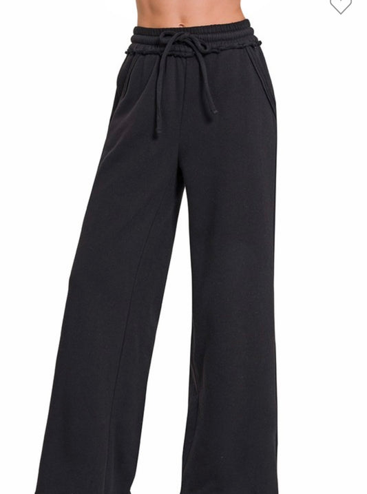 Fleece Exposed Seam Wide Leg Sweatpants