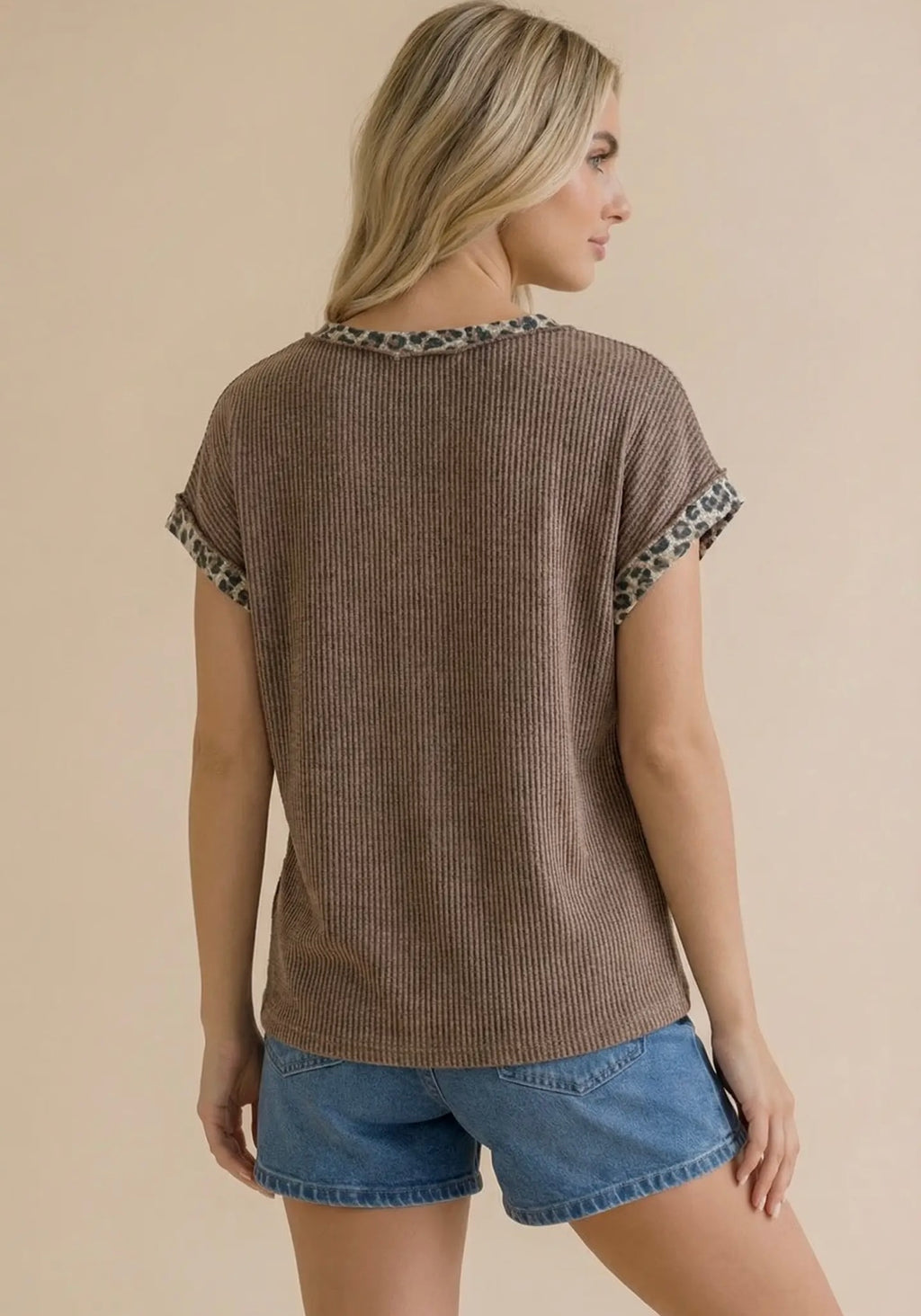 Leopard Color Block Top