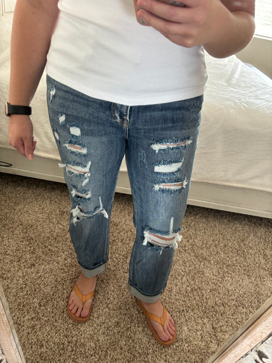 High-Rise Girlfriend Jeans