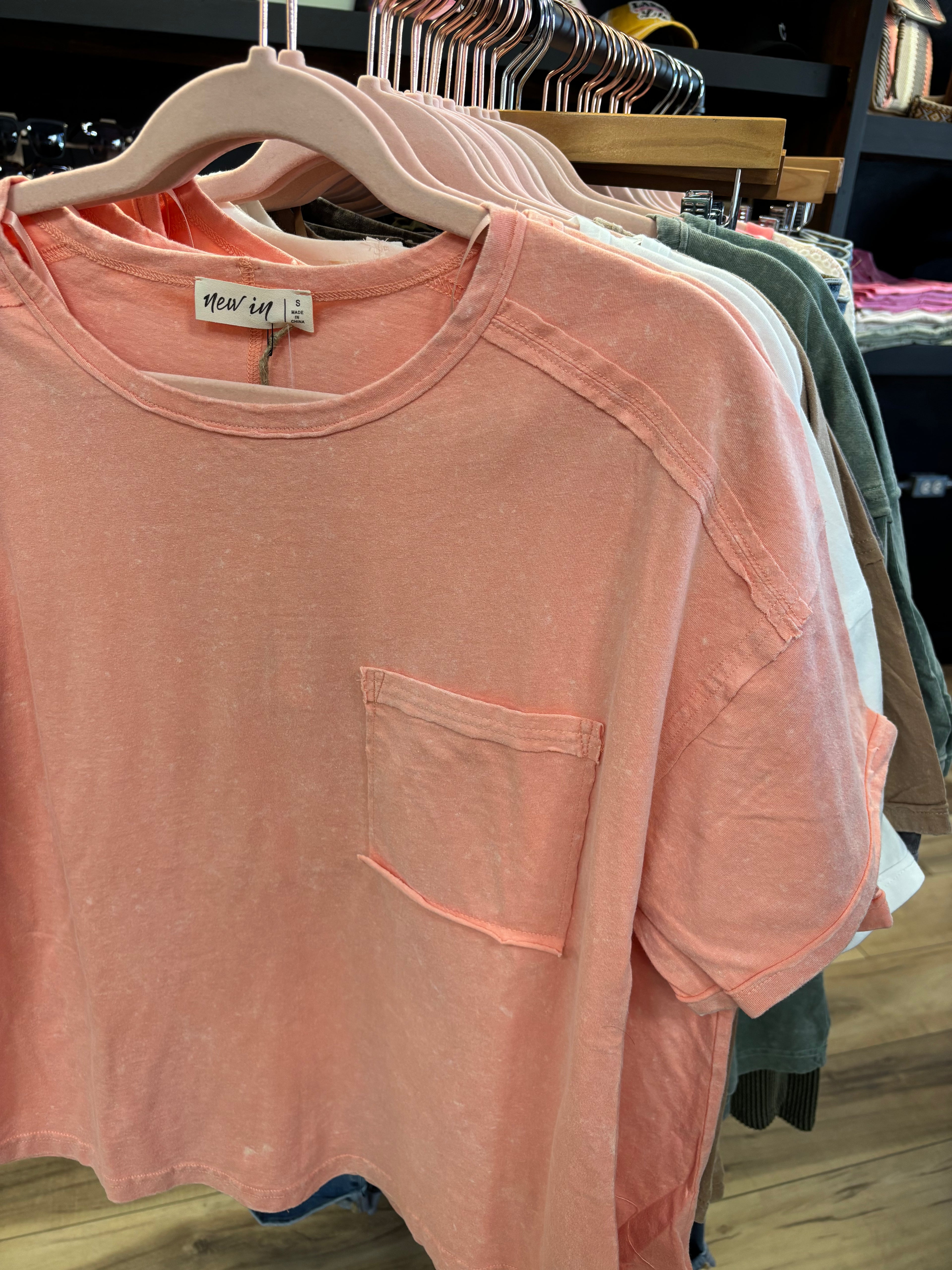 Mineral Washed Top with Pocket