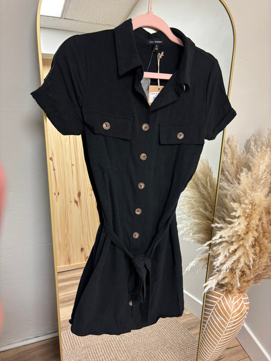 Collared Belted Mini Dress