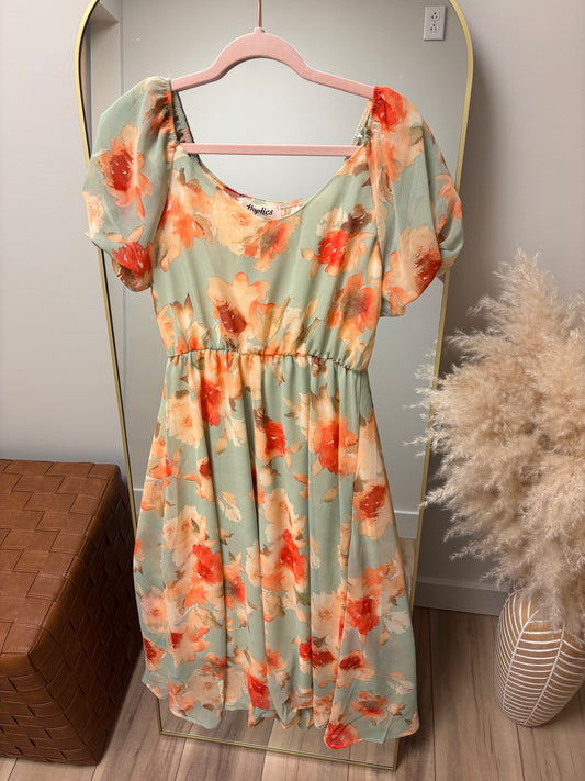 Chiffon Floral Midi Dress